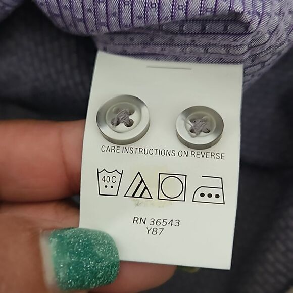 DKNY Men's Slim Fit Long Sleeves Button-Down Cotton Shirt Lavender 15- 32/33 - Picture 6 of 16